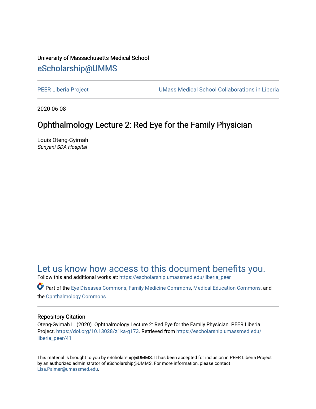 Ophthalmology Lecture 2: Red Eye for the Family Physician