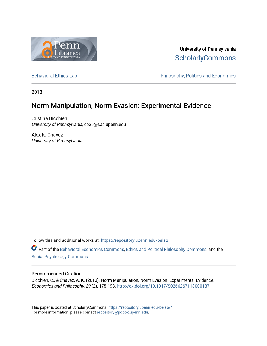 Norm Manipulation, Norm Evasion: Experimental Evidence