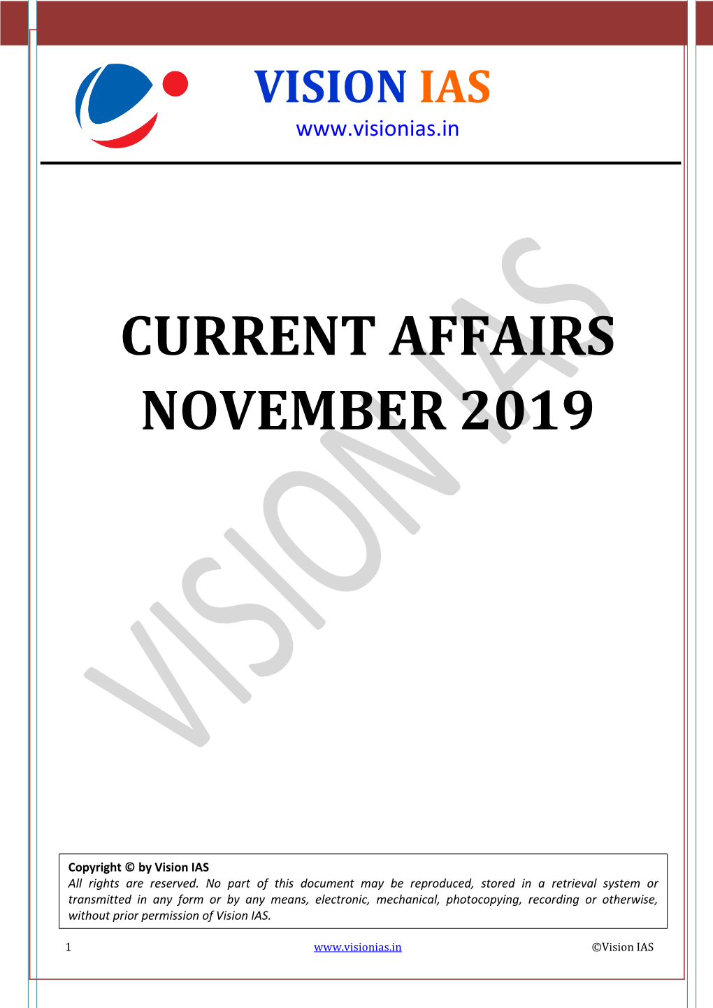 Current Affairs November 2019