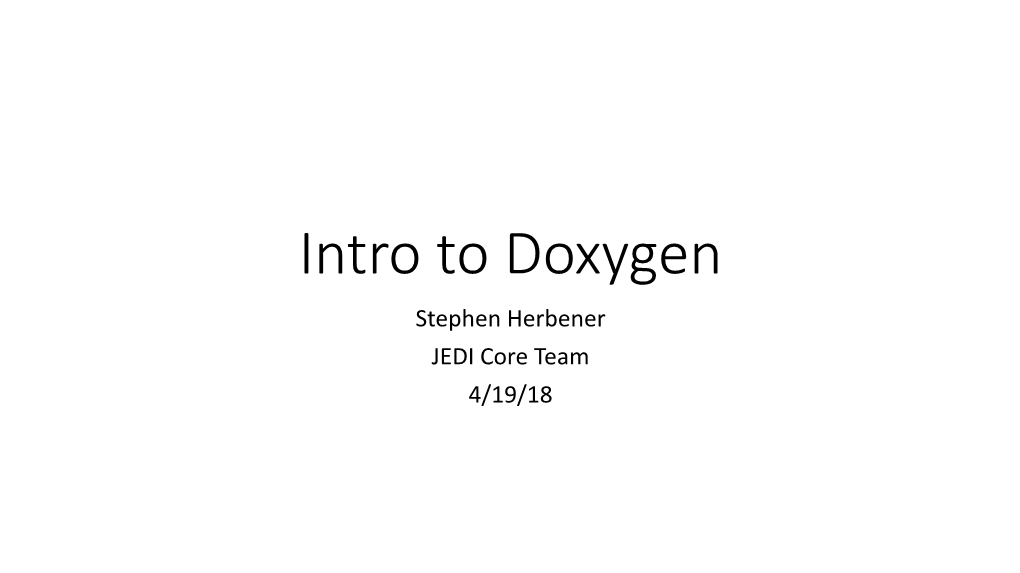Intro to Doxygen