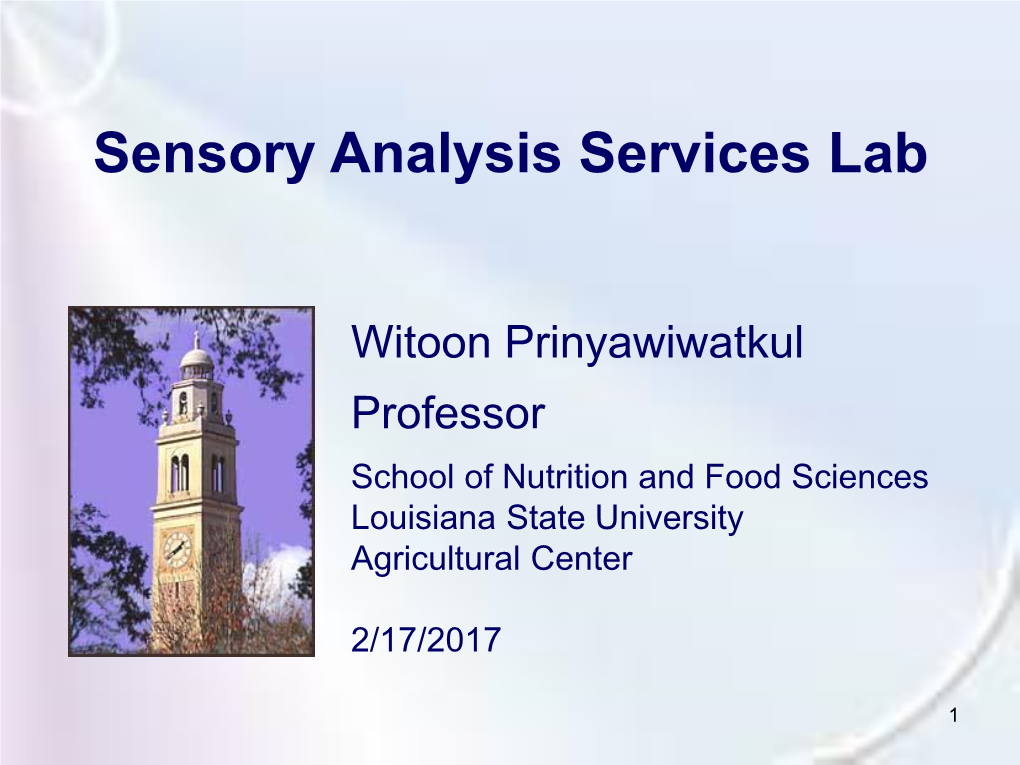 Sensory Analysis Services Lab