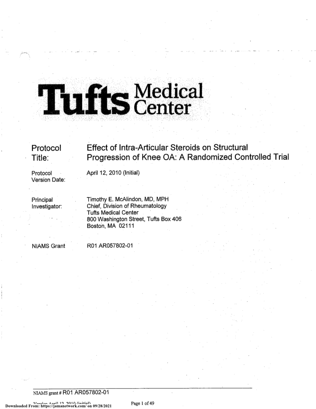 Effect of Intra-Articular Triamcinolone Vs Saline on Knee