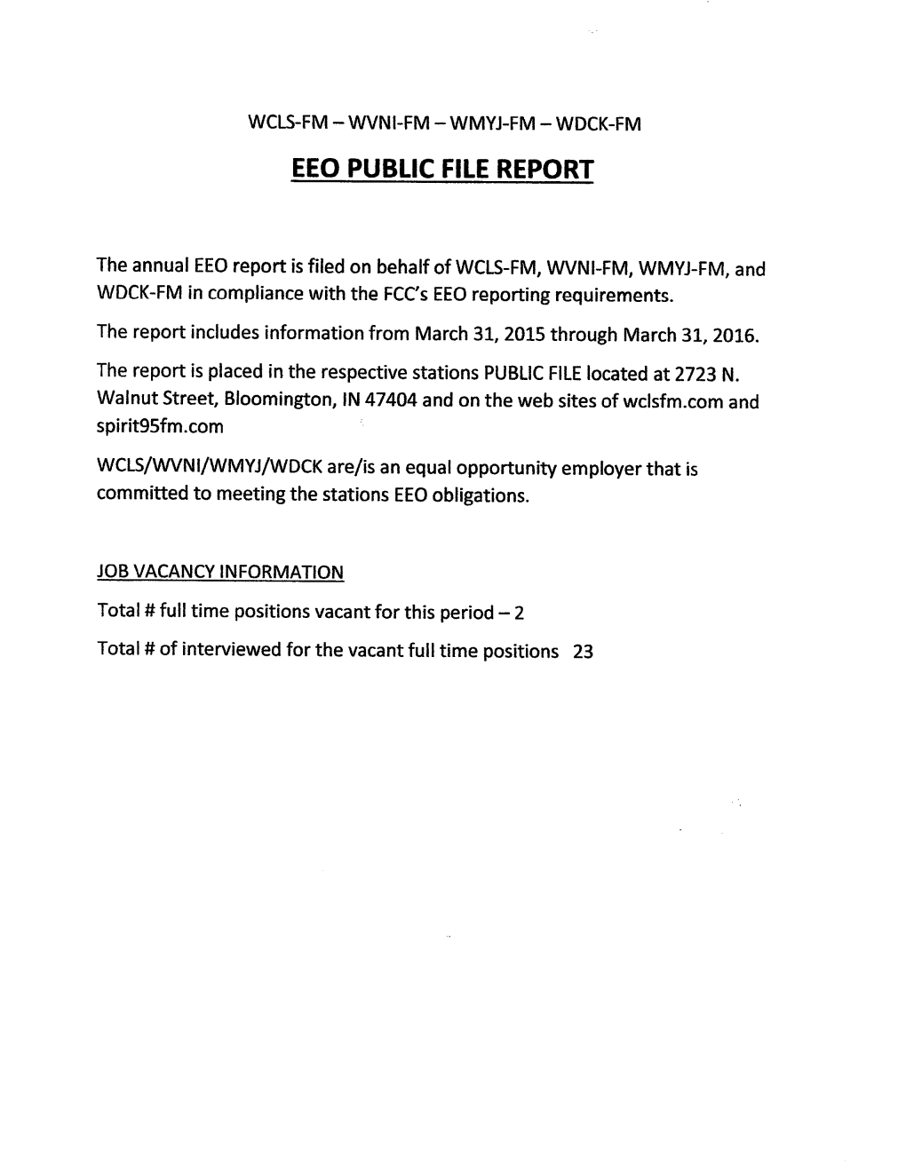 Eeo Public File Report