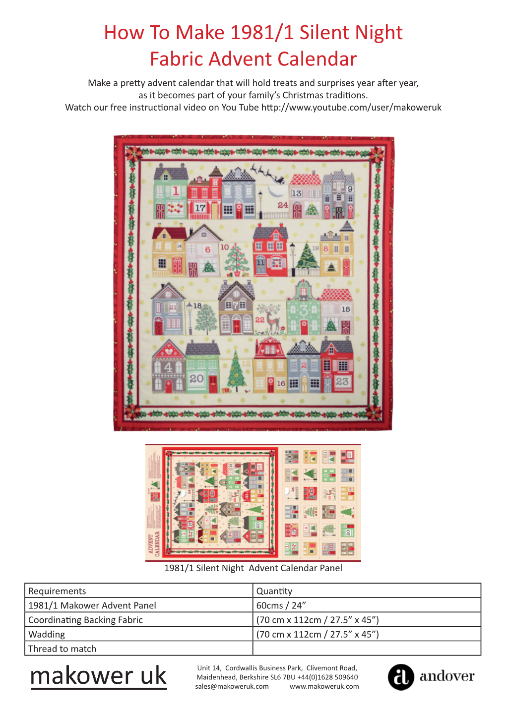 How to Make 1981/1 Silent Night Fabric Advent Calendar