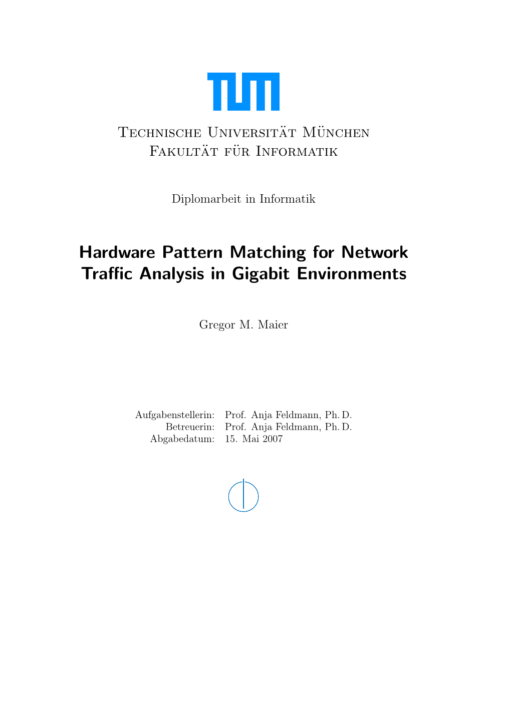 Hardware Pattern Matching for Network Traffic Analysis in Gigabit