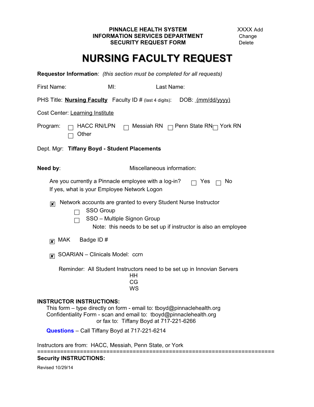 Student Nurse Form