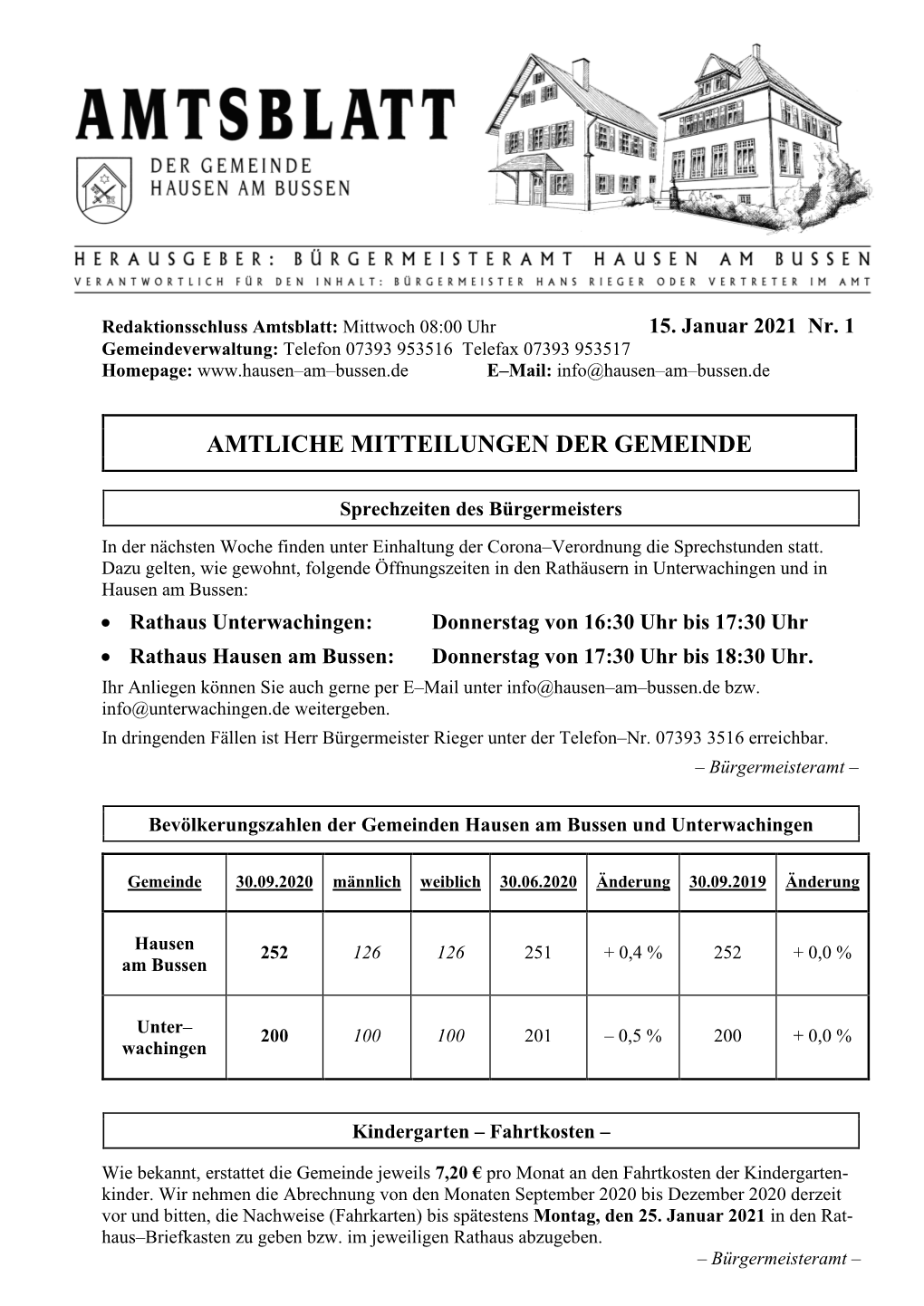 Amtliche Mitteilungen Der Gemeinde