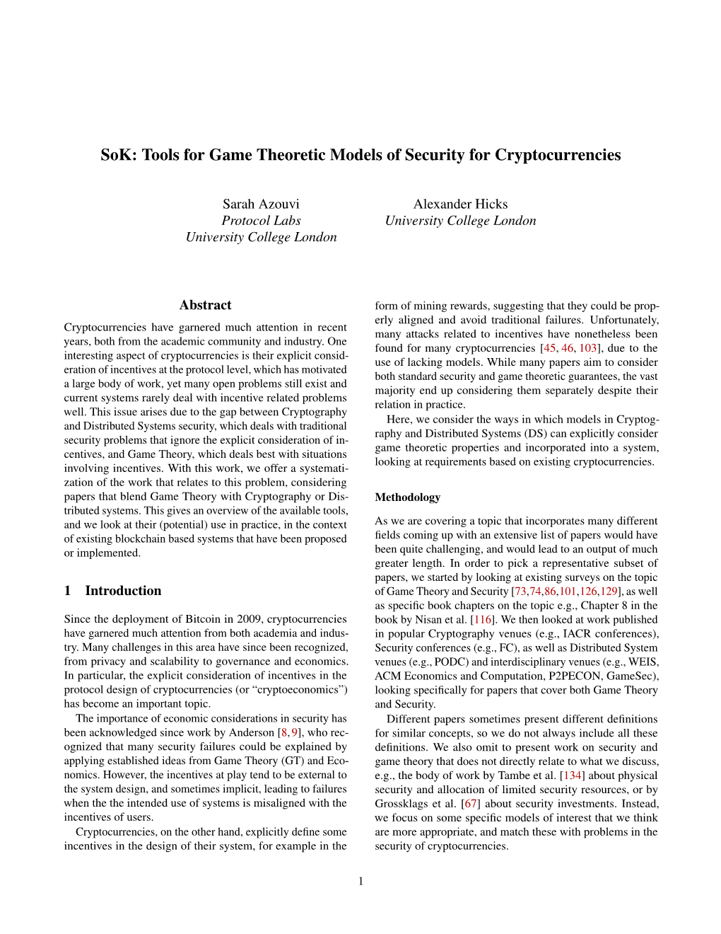 Sok: Tools for Game Theoretic Models of Security for Cryptocurrencies