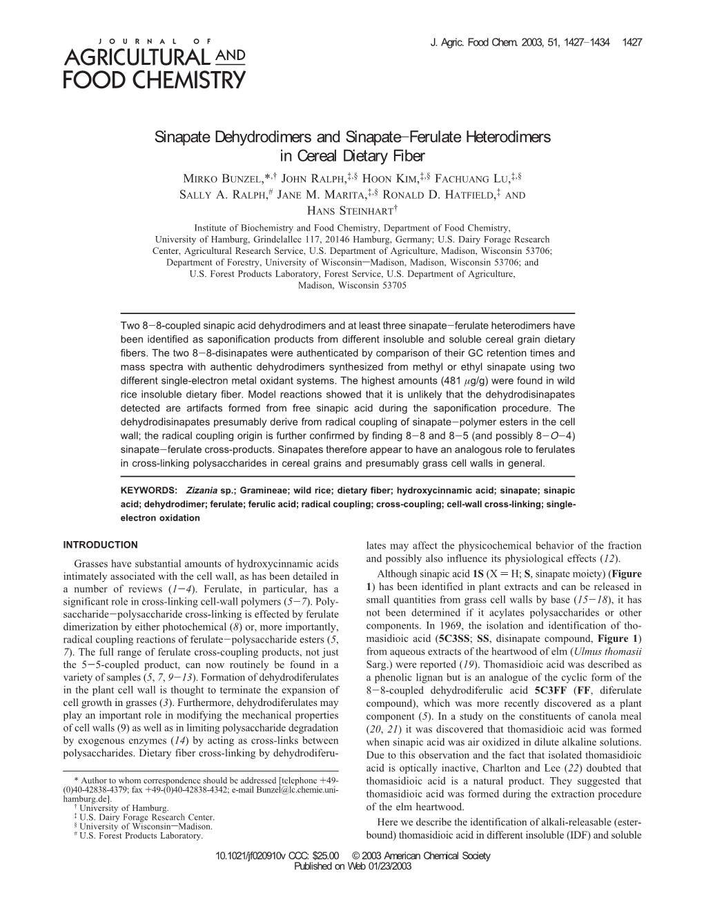 Sinapate Dehydrodimers and Sinapate-Ferulate Heterodimers In