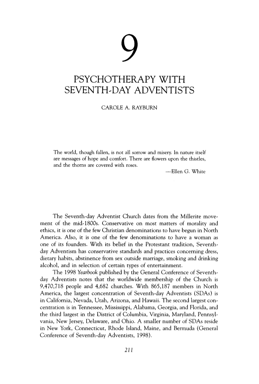 Psychotherapy with Seventh-Day Adventists