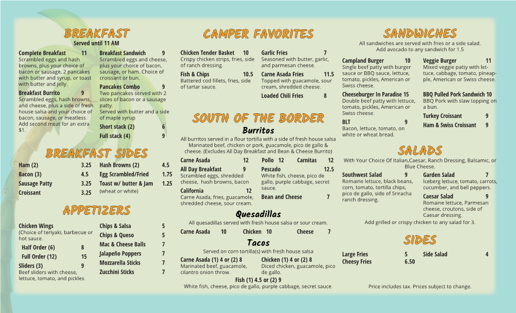 View a Printable Menu