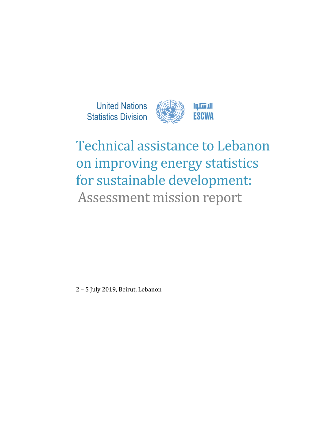 Lebanon Assessment Report on Energy Statistics, 2019