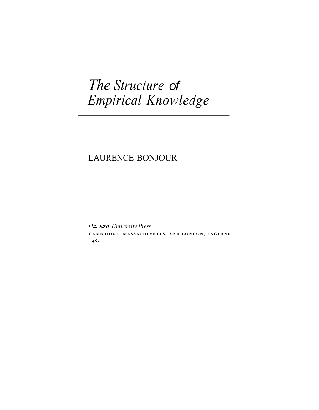 Bonjour's Externalist Theories of Empirical Knowledge