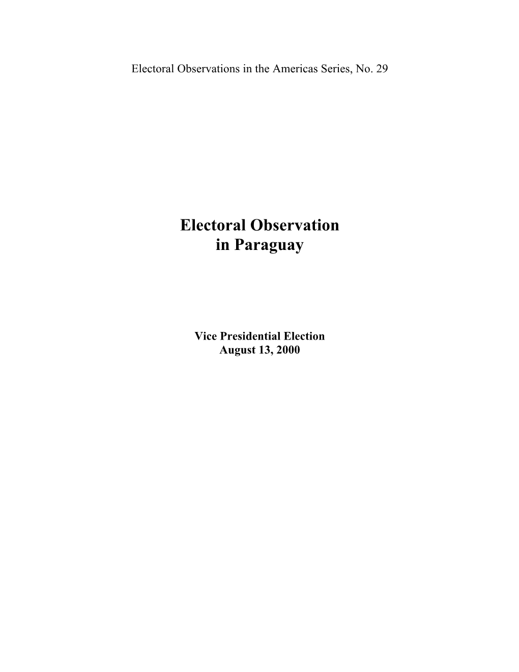 Electoral Observation in Paraguay