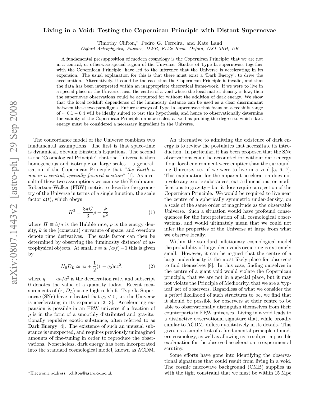 Living in a Void: Testing the Copernican Principle with Distant Supernovae