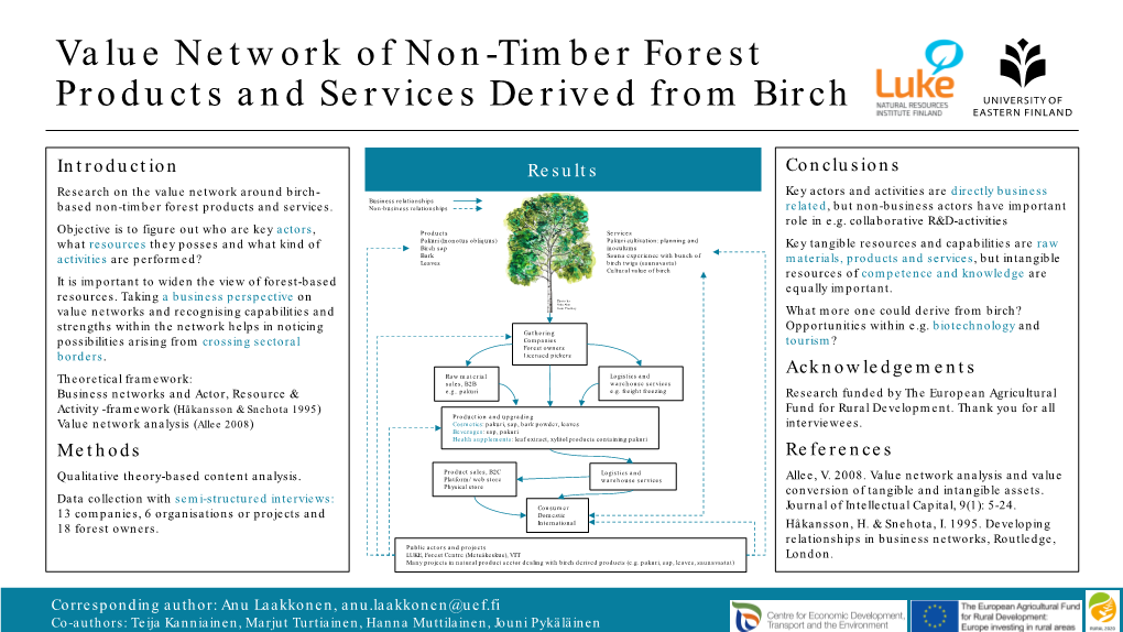 Value Network of Non-Timber Forest Products and Services Derived from Birch