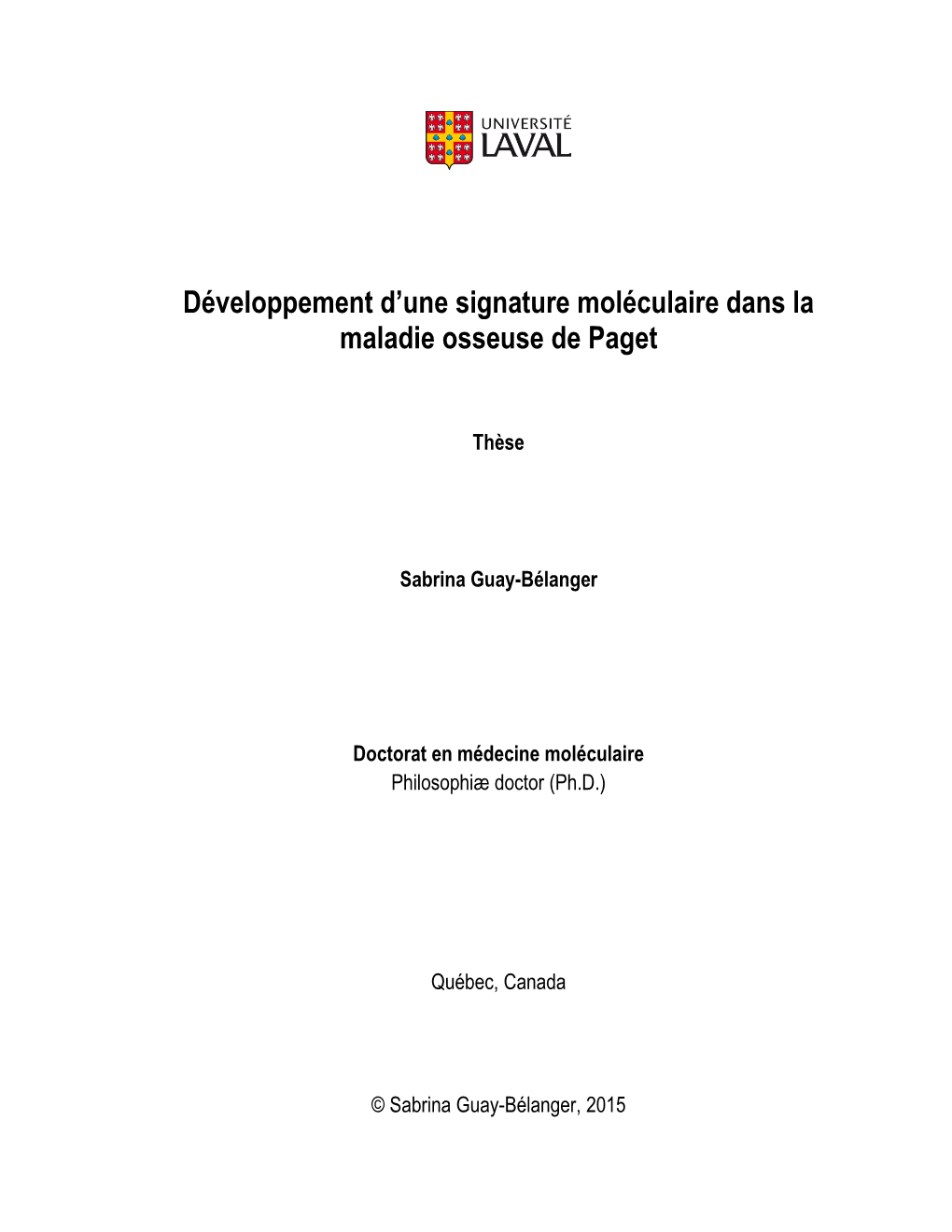 Développement D'une Signature Moléculaire Dans La Maladie