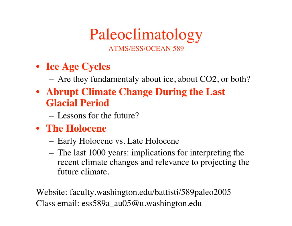 Paleoclimatology