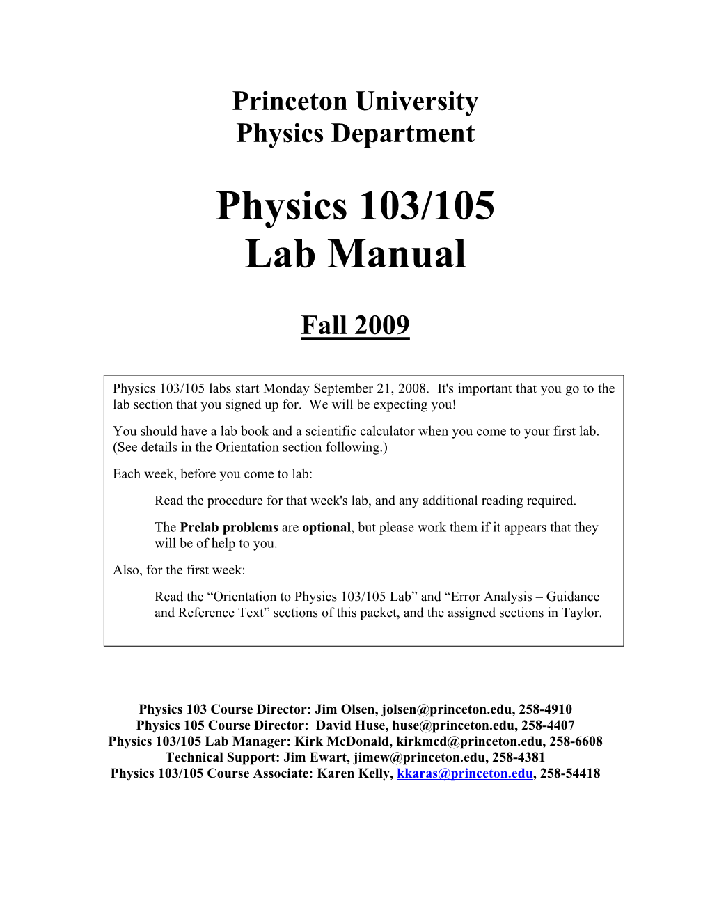 Physics 103/105 Lab Manual