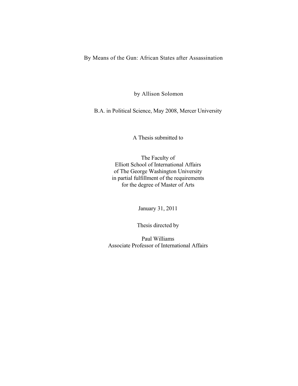 By Means of the Gun: African States After Assassination by Allison