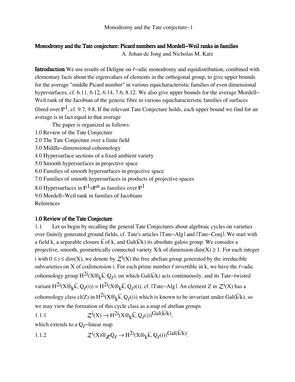 Monodromy and the Tate Conjecture-1