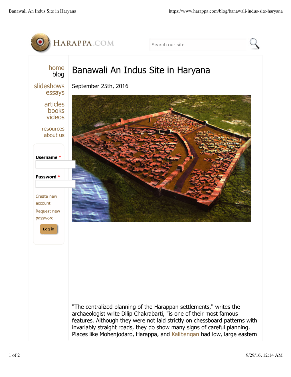Banawali an Indus Site in Haryana