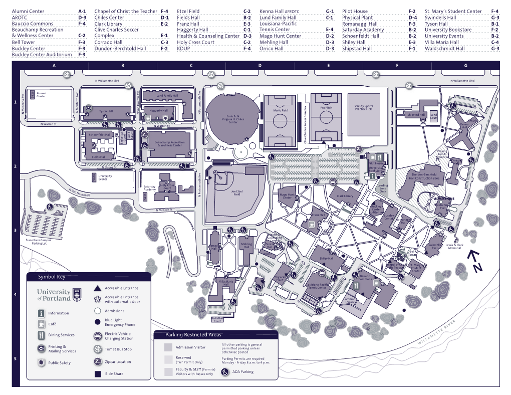 Parking Restricted Areas Symbol Key Alumni Center A-1 AROTC D-3