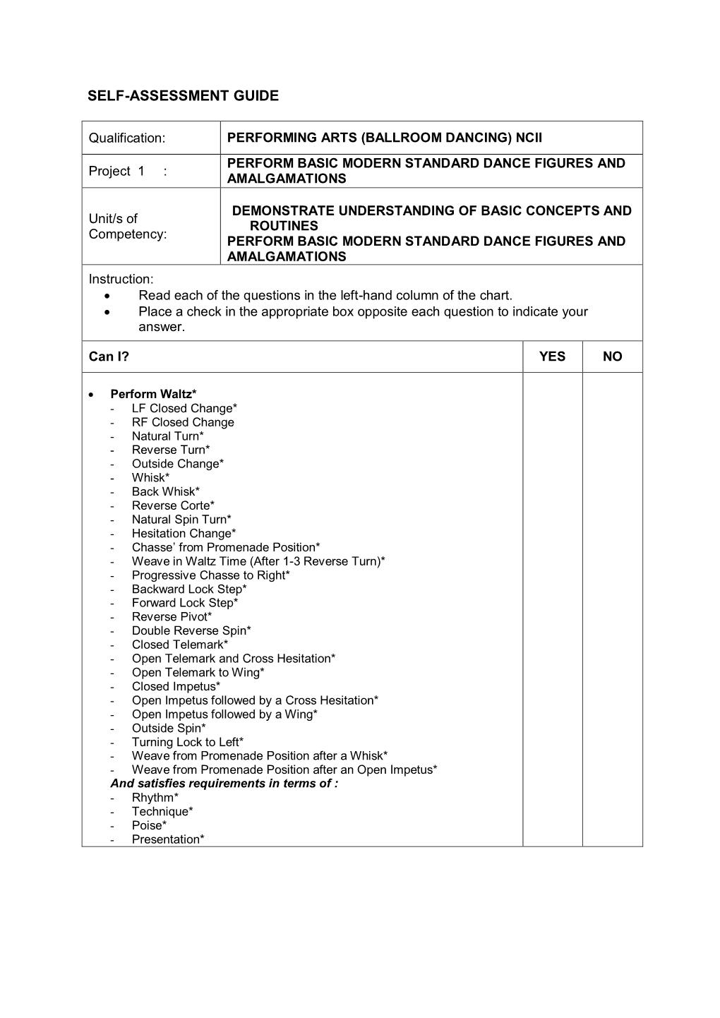 Self-Assessment Guide