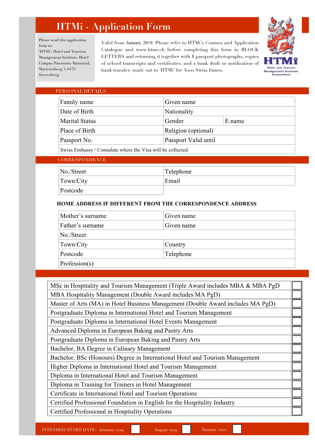 Htmi - Application Form