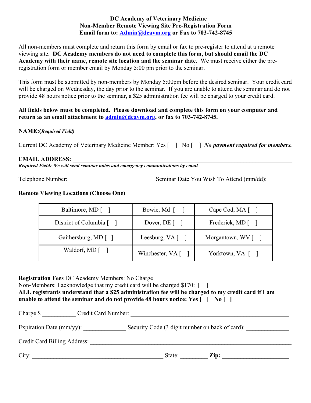 Non-Member Remote Viewing Site Pre-Registration Form