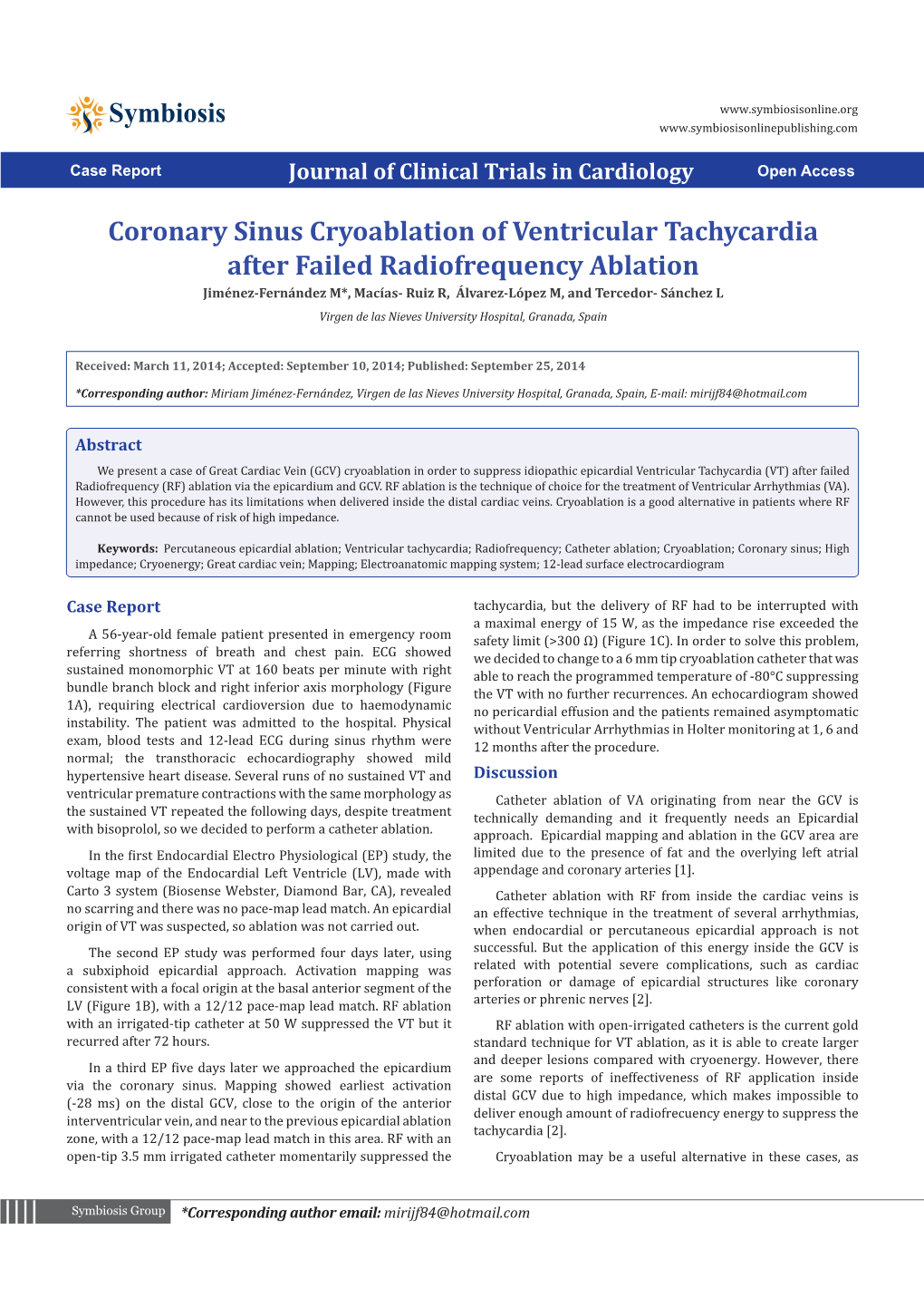 Coronary Sinus Cryoablation of Ventricular Tachycardia After Failed Radiofrequency Ablation