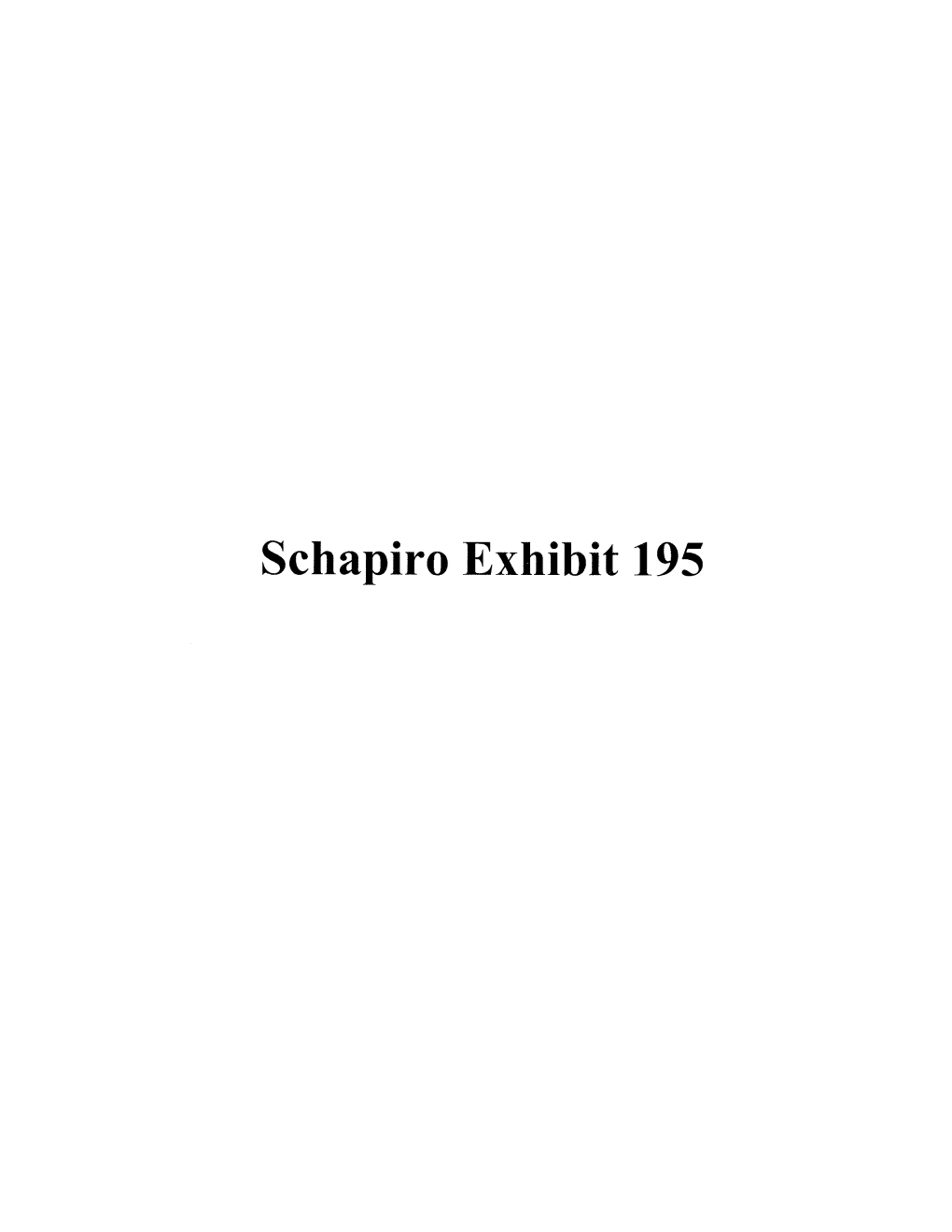 Schapiro Exhibit