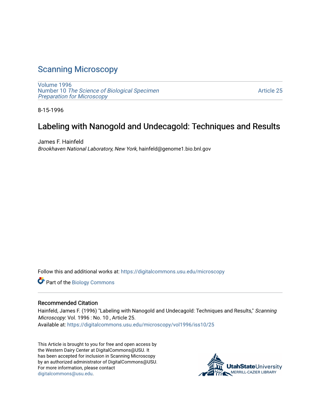 Labeling with Nanogold and Undecagold: Techniques and Results