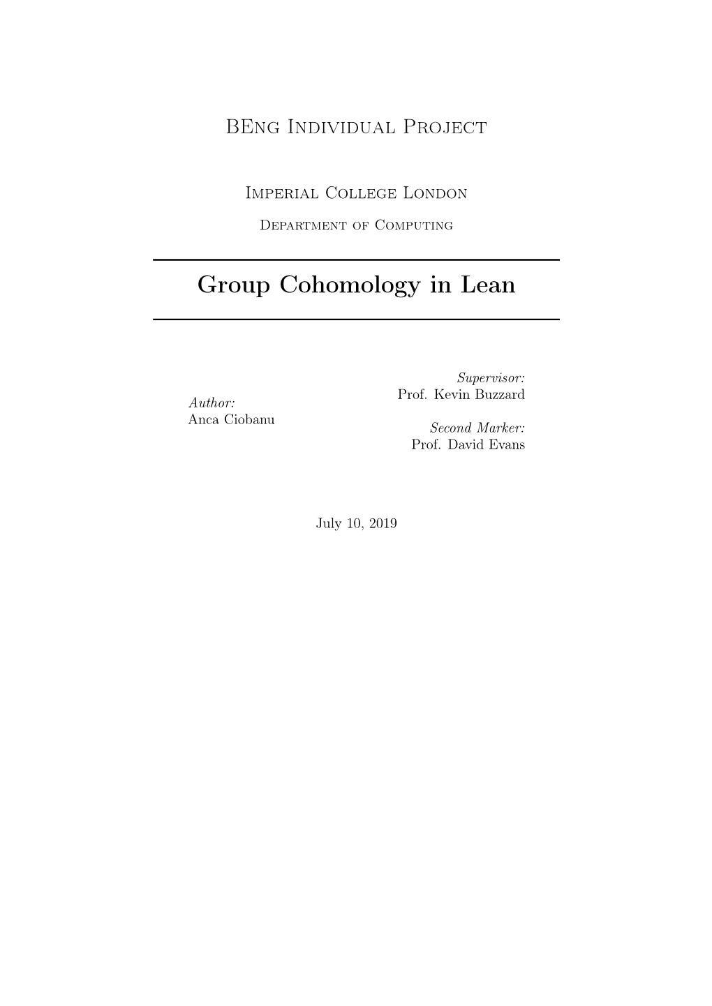 Group Cohomology in Lean