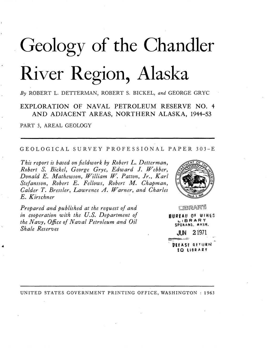 Geology of the Chandler River Region, Alaska