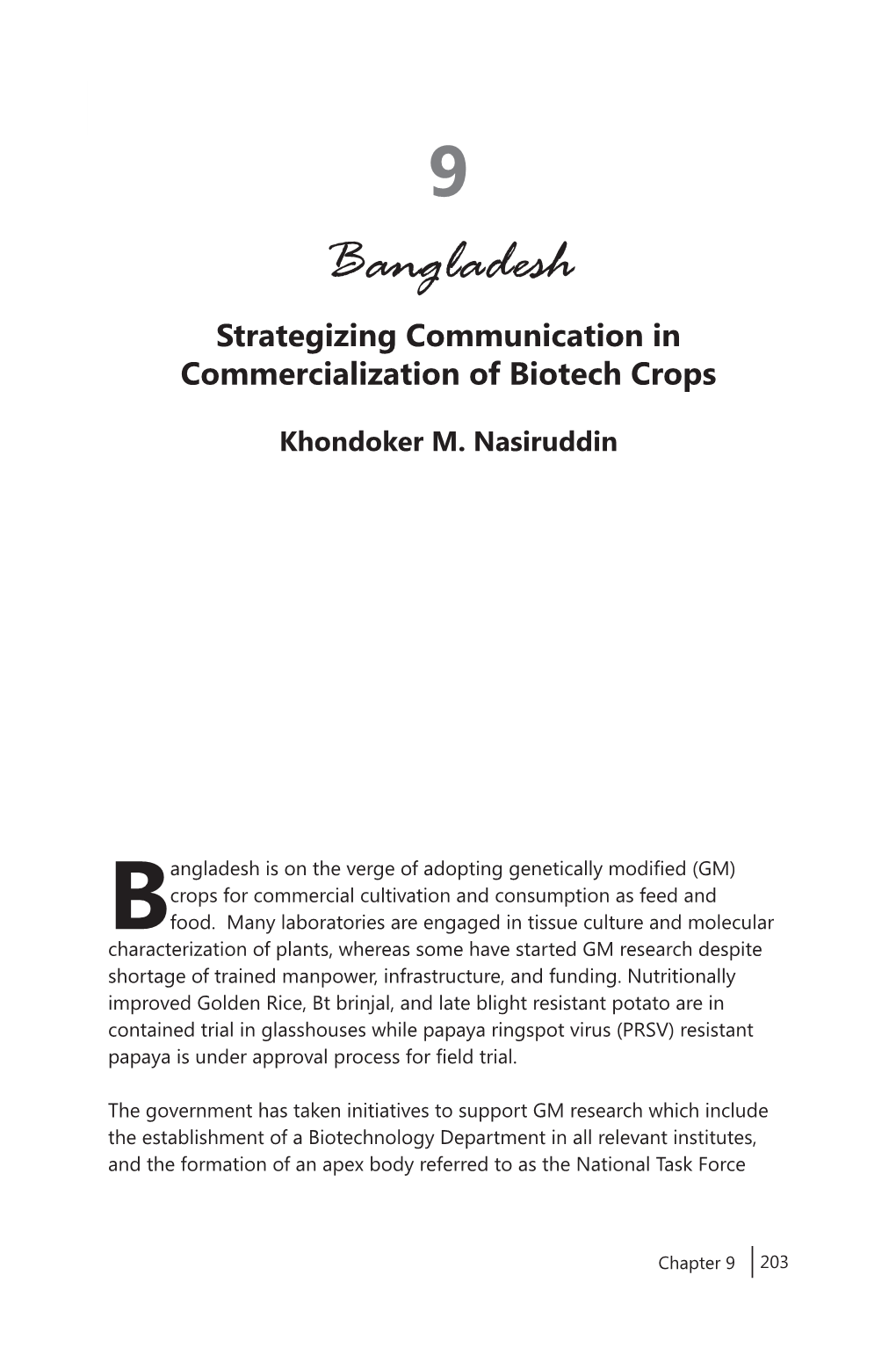 Bangladesh Strategizing Communication in Commercialization of Biotech Crops