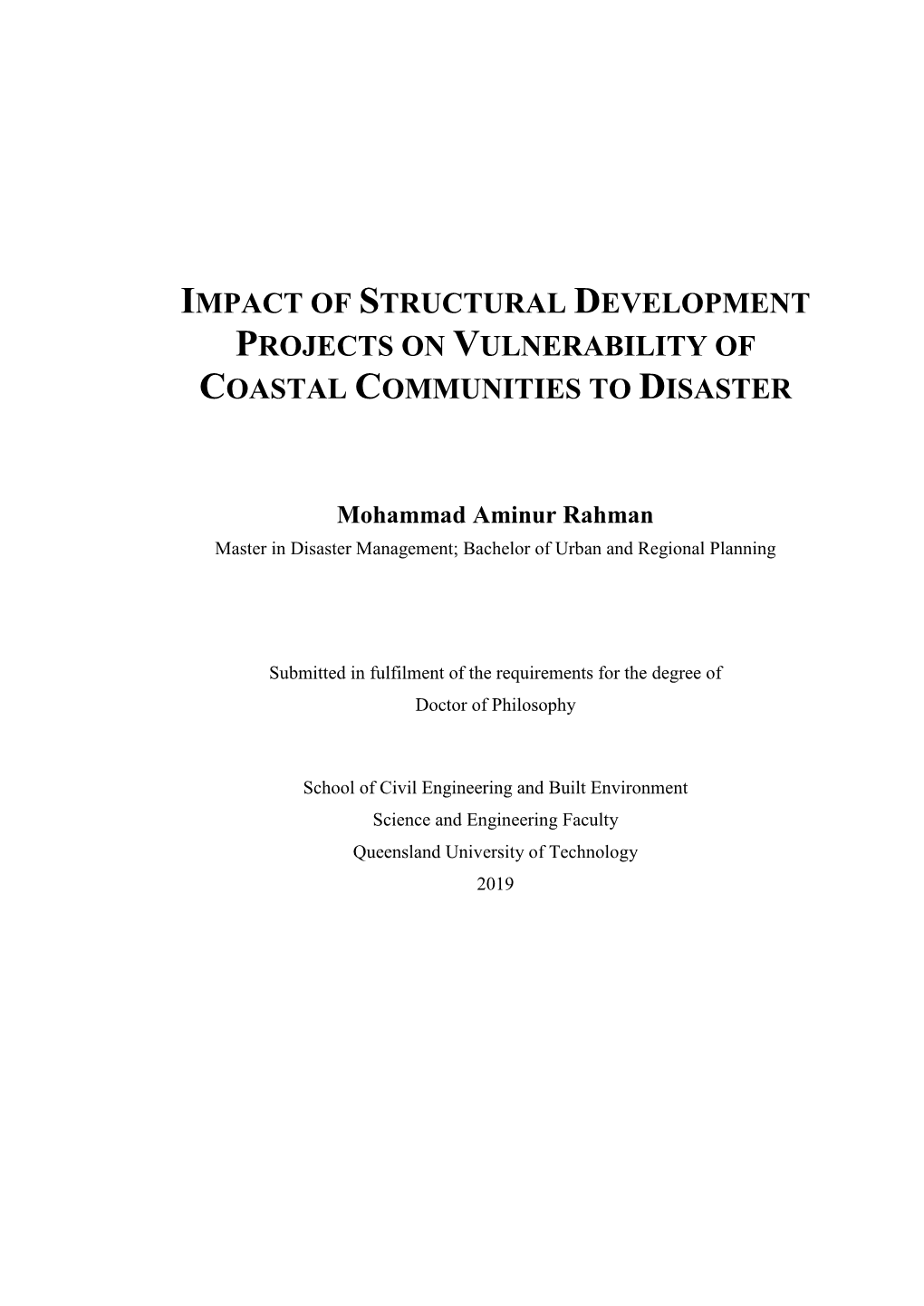 Impact of Structural Development Projects on Vulnerability of Coastal Communities to Disaster