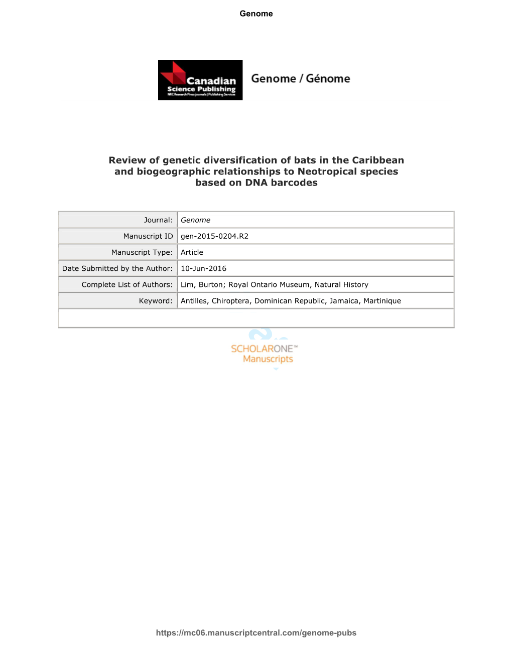 Review of Genetic Diversification of Bats in the Caribbean and Biogeographic Relationships to Neotropical Species Based on DNA Barcodes