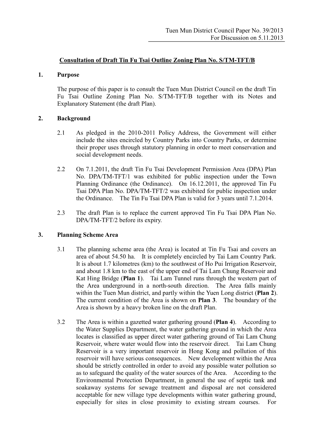Tuen Mun District Council Paper No. 39/2013 for Discussion on 5.11.2013