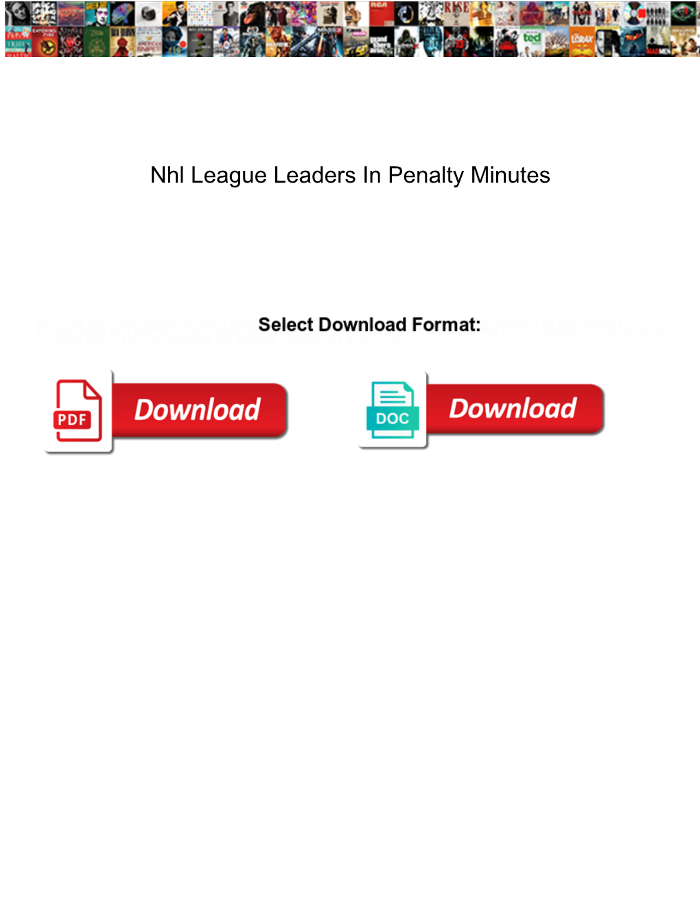 Nhl League Leaders in Penalty Minutes