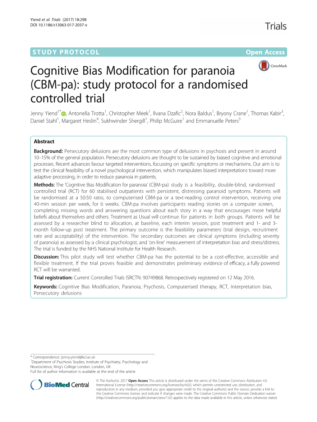 Cognitive Bias Modification for Paranoia (CBM-Pa)