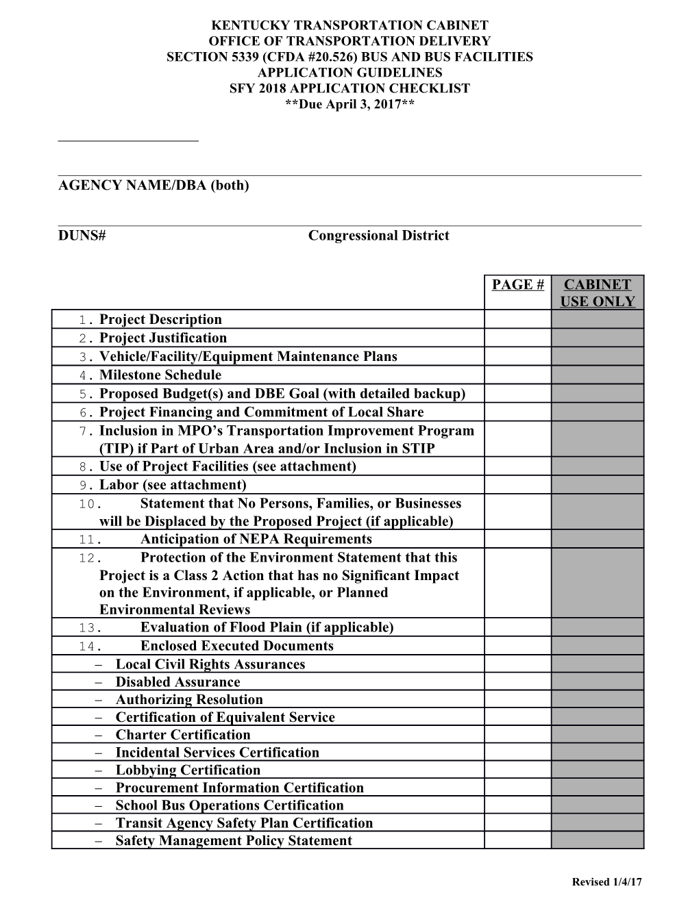 Section 5339 Sfy 2018 Application Checklist