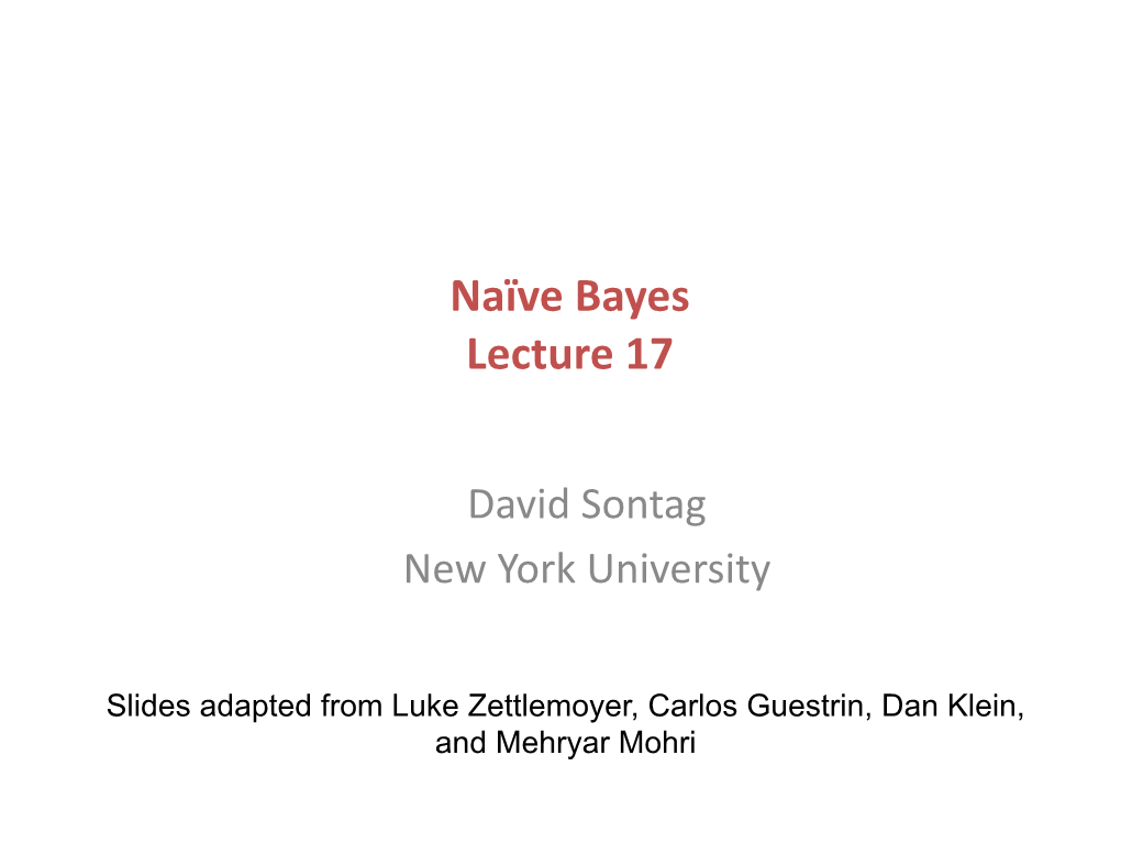 Naïve Bayes Lecture 17