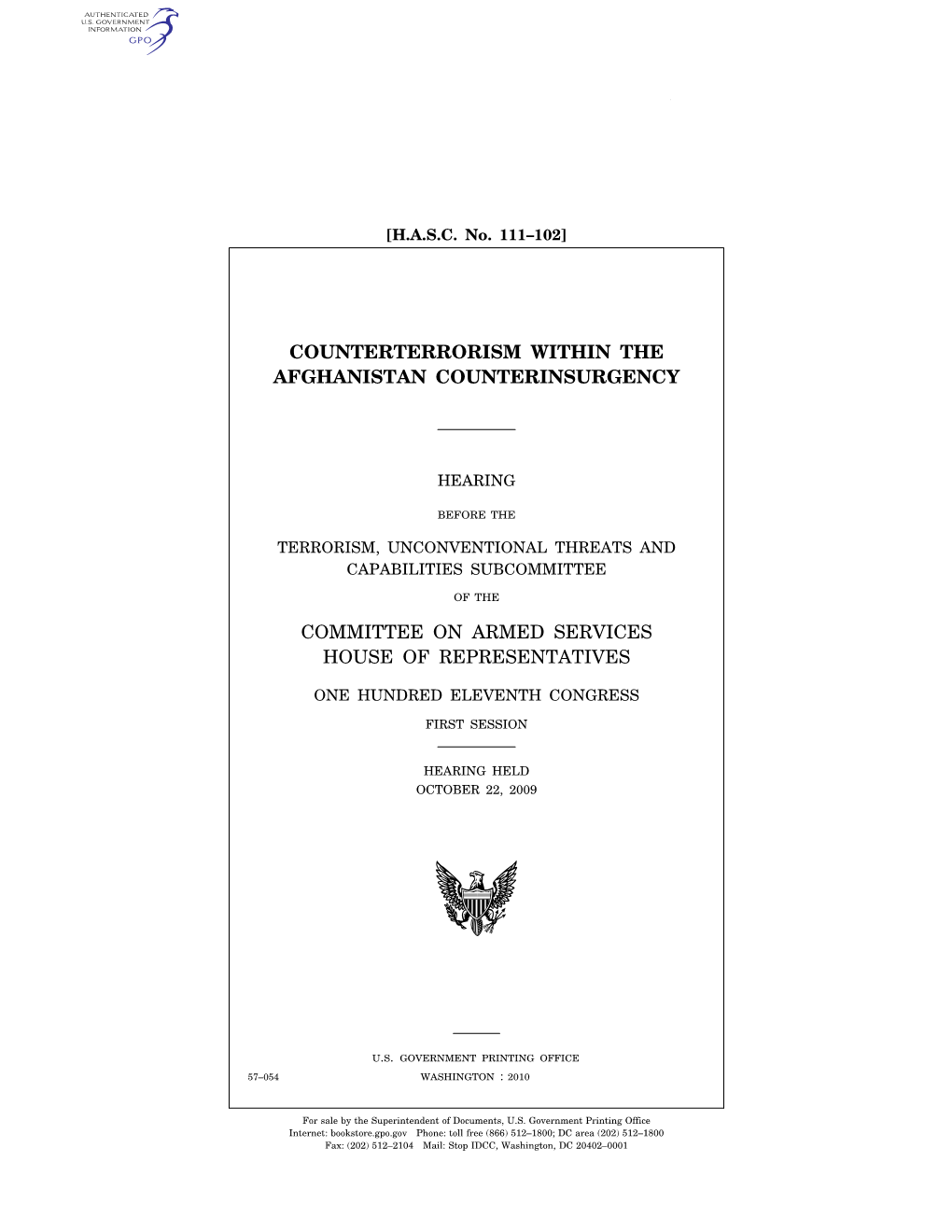 Counterterrorism Within the Afghanistan Counterinsurgency