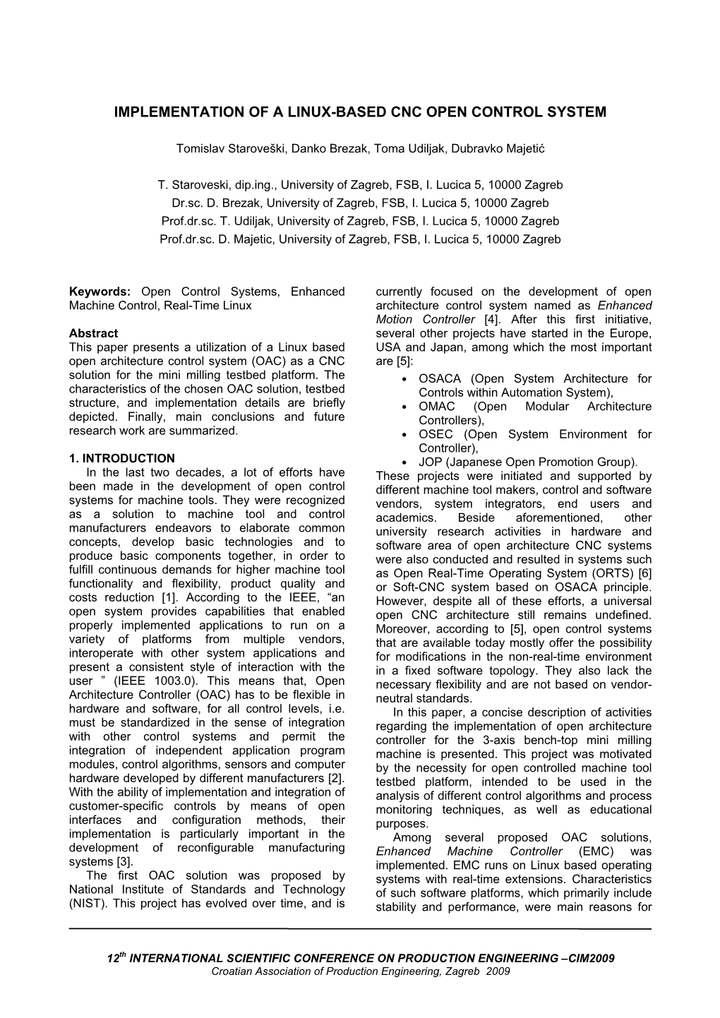 Implementation of a Linux-Based Cnc Open Control System