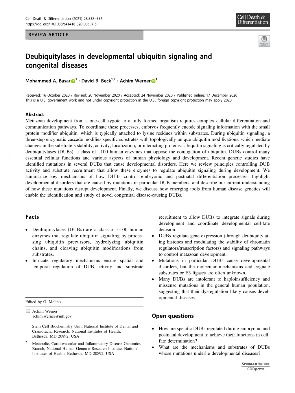 Deubiquitylases in Developmental Ubiquitin Signaling and Congenital Diseases