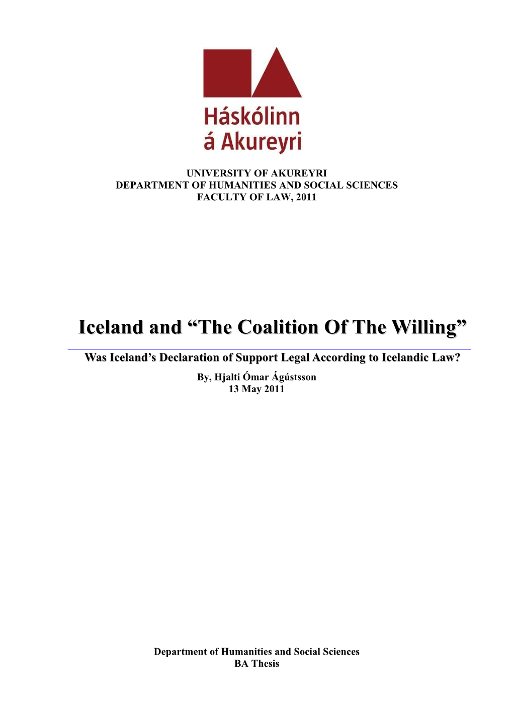 Iceland and “The Coalition of the Willing”