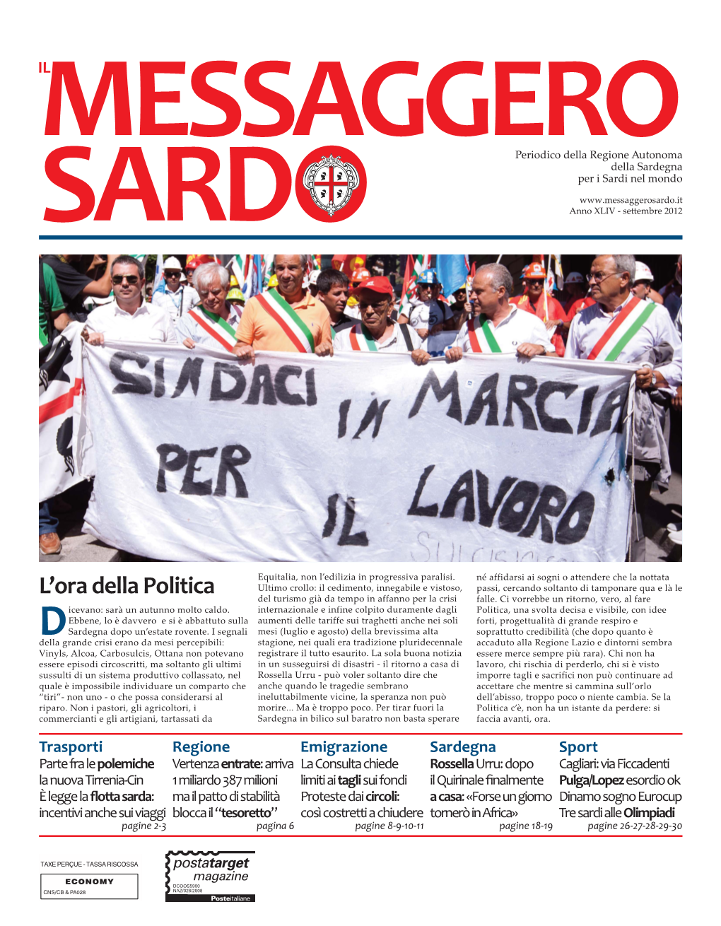 IL MESSAGGERO SARDO Lavoro Settembre 2012