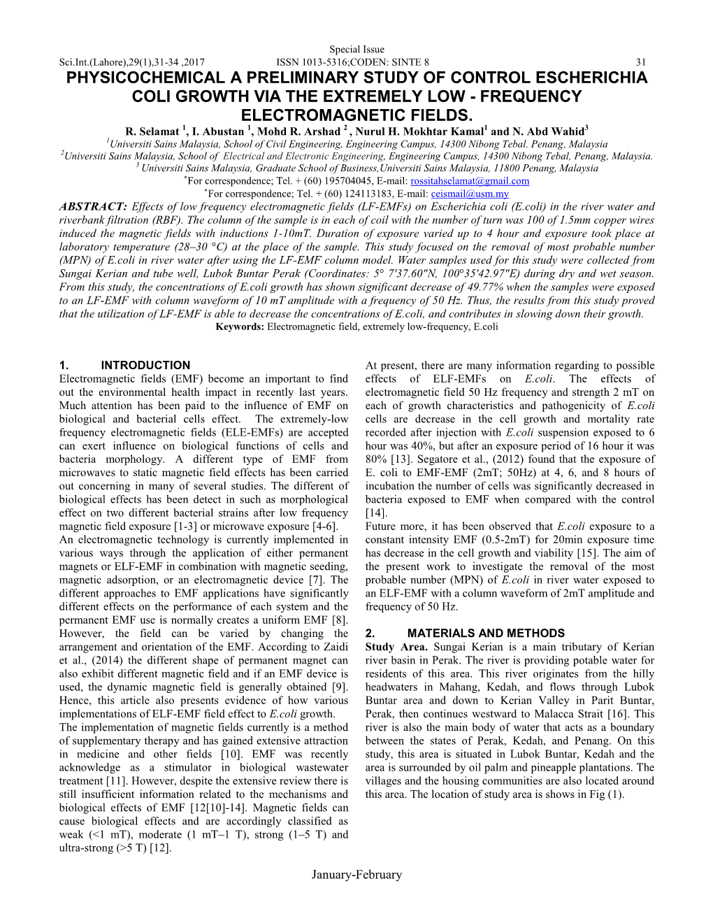 Frequency Electromagnetic Fields. R