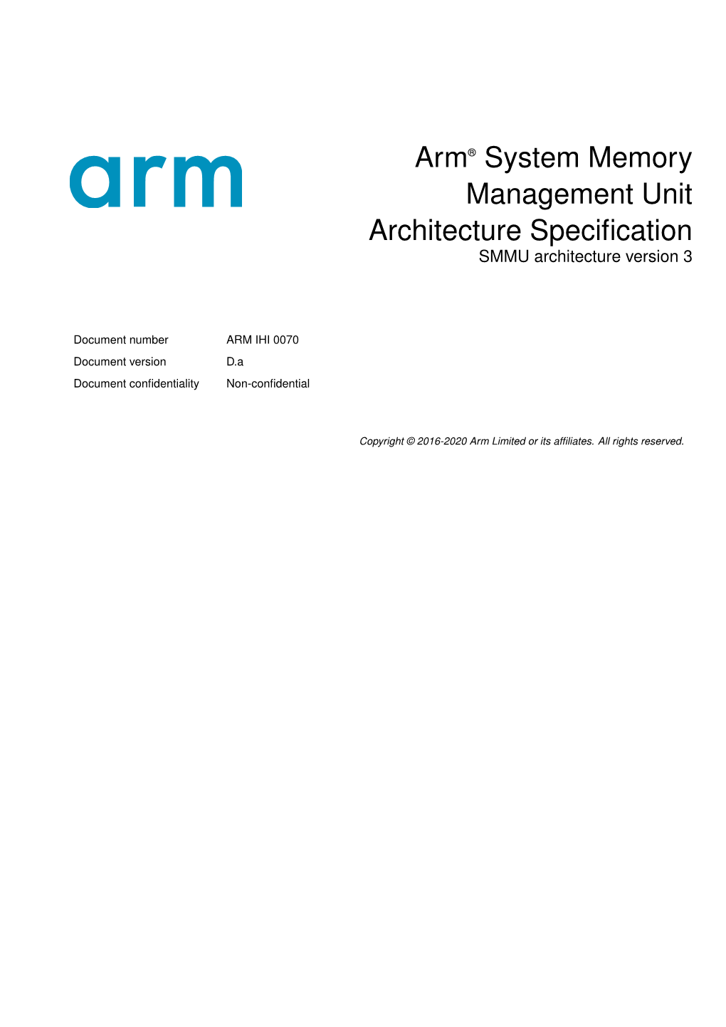 Arm System Memory Management Unit Architecture Specification